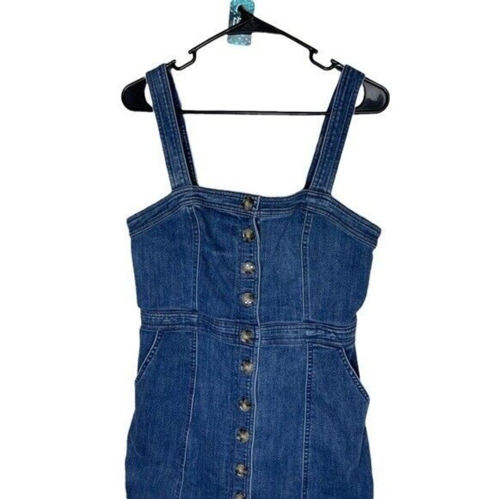 Express Button Front Seamed Denim Mini Sheath Dre… - image 5